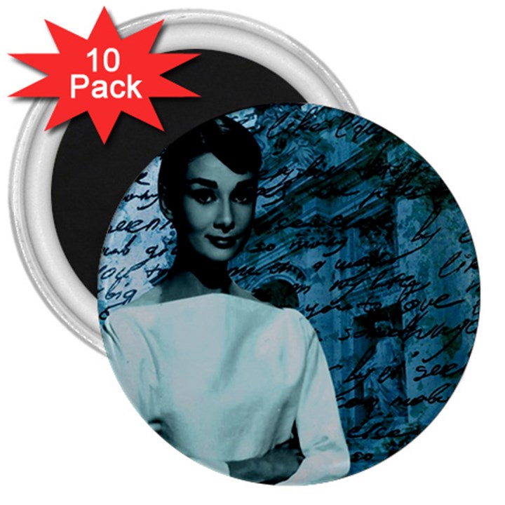 Audrey Hepburn 3  Magnets (10 pack) 