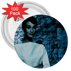 Audrey Hepburn 3  Buttons (100 Pack) 