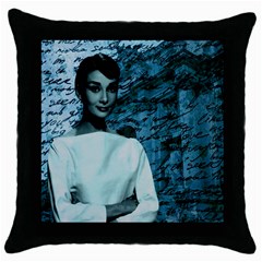 Audrey Hepburn Throw Pillow Case (black) by Valentinaart