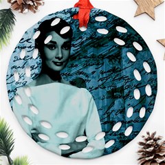 Audrey Hepburn Ornament (round Filigree) by Valentinaart