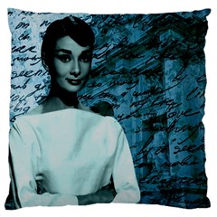 Audrey Hepburn Large Cushion Case (one Side) by Valentinaart