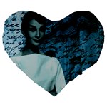 Audrey Hepburn Large 19  Premium Flano Heart Shape Cushions Front