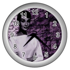 Audrey Hepburn Wall Clocks (silver)  by Valentinaart