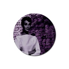 Audrey Hepburn Rubber Round Coaster (4 Pack)  by Valentinaart