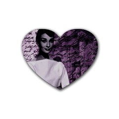 Audrey Hepburn Rubber Coaster (heart)  by Valentinaart