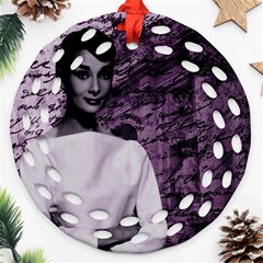 Audrey Hepburn Round Filigree Ornament (two Sides) by Valentinaart