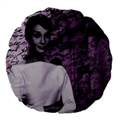 Audrey Hepburn Large 18  Premium Round Cushions by Valentinaart