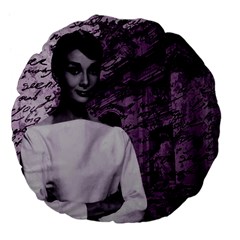 Audrey Hepburn Large 18  Premium Flano Round Cushions by Valentinaart