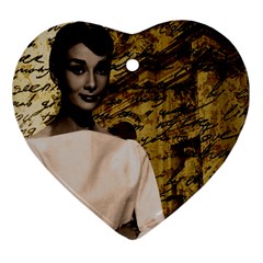 Audrey Hepburn Ornament (heart) by Valentinaart