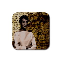 Audrey Hepburn Rubber Square Coaster (4 Pack)  by Valentinaart