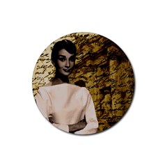 Audrey Hepburn Rubber Coaster (round)  by Valentinaart