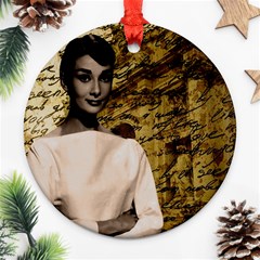 Audrey Hepburn Round Ornament (two Sides) by Valentinaart