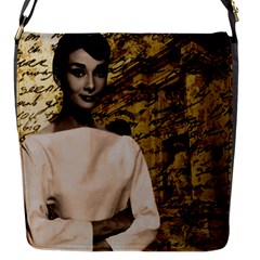 Audrey Hepburn Flap Messenger Bag (s) by Valentinaart