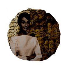 Audrey Hepburn Standard 15  Premium Flano Round Cushions by Valentinaart