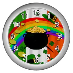 Pot Of Gold Wall Clocks (silver)  by Valentinaart