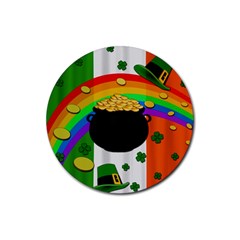 Pot Of Gold Rubber Coaster (round)  by Valentinaart