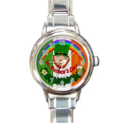 St  Patricks Day  Round Italian Charm Watch by Valentinaart