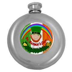 St  Patricks Day  Round Hip Flask (5 Oz) by Valentinaart