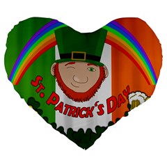 St  Patricks Day  Large 19  Premium Flano Heart Shape Cushions