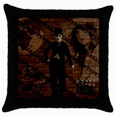 Charlie Chaplin  Throw Pillow Case (black) by Valentinaart