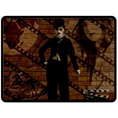 Charlie Chaplin  Fleece Blanket (large)  by Valentinaart