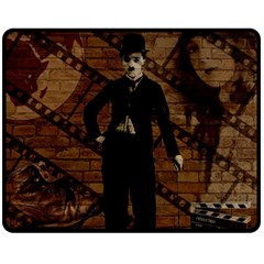 Charlie Chaplin  Fleece Blanket (medium)  by Valentinaart