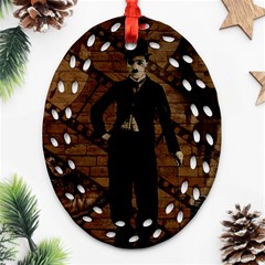 Charlie Chaplin  Oval Filigree Ornament (two Sides) by Valentinaart