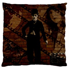 Charlie Chaplin  Large Cushion Case (two Sides) by Valentinaart