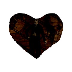 Charlie Chaplin  Standard 16  Premium Heart Shape Cushions by Valentinaart