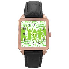 Saint Patrick Motif Rose Gold Leather Watch  by dflcprints