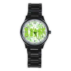 Saint Patrick Motif Stainless Steel Round Watch