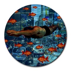 Urban Swimmers   Round Mousepads by Valentinaart