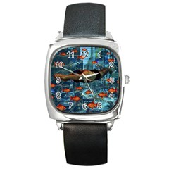 Urban Swimmers   Square Metal Watch by Valentinaart