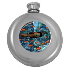 Urban Swimmers   Round Hip Flask (5 Oz) by Valentinaart