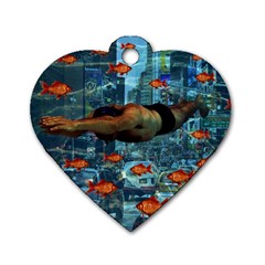 Urban Swimmers   Dog Tag Heart (one Side) by Valentinaart