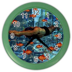 Urban Swimmers   Color Wall Clocks by Valentinaart