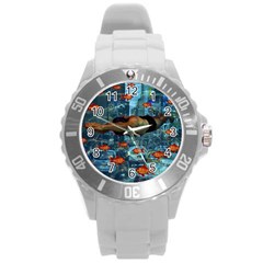 Urban Swimmers   Round Plastic Sport Watch (l) by Valentinaart