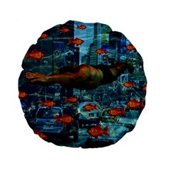 Urban Swimmers   Standard 15  Premium Flano Round Cushions