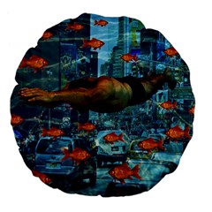 Urban Swimmers   Large 18  Premium Flano Round Cushions