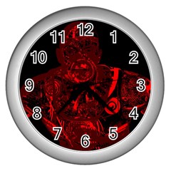 Warrior - Red Wall Clocks (silver)  by Valentinaart