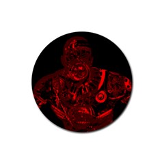 Warrior - red Rubber Round Coaster (4 pack) 