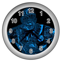 Warrior - Blue Wall Clocks (silver)  by Valentinaart