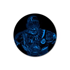 Warrior - Blue Rubber Coaster (round)  by Valentinaart