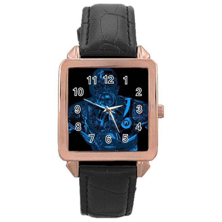 Warrior - Blue Rose Gold Leather Watch 