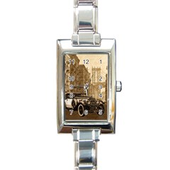 Vintage Old Car Rectangle Italian Charm Watch by Valentinaart