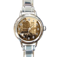 Vintage Old car Round Italian Charm Watch