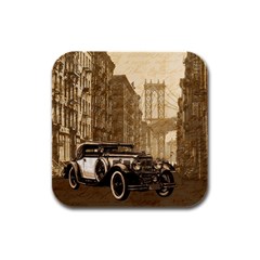 Vintage Old Car Rubber Square Coaster (4 Pack)  by Valentinaart