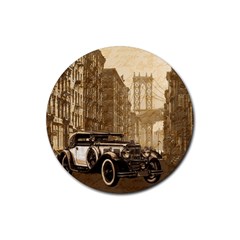 Vintage Old Car Rubber Round Coaster (4 Pack)  by Valentinaart