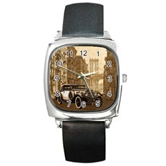 Vintage Old car Square Metal Watch