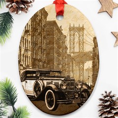 Vintage Old car Oval Ornament (Two Sides)